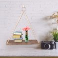 thumbnail image 3 of Wood Swing Shelf Flower Pot Wall Hanging Rack Balcony Garden Planter Stand Holder (Brown), 3 of 6
