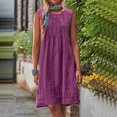 thumbnail image 2 of Robes de Travail pour Femmes 2025 en Liquidation Robe en Coton et Lin pour Femmes Robes d'Été Plissées Sans Manches Robe de Plage Décontractée Mini Robe 2025 Nouvelles Roses, 2 of 8