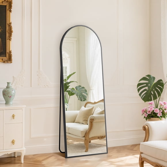 EDX Black 59"x16" Arched Full Length Mirror with Metal Frame, Full Body Floor Mirror, Free-Standing Wall-Mounted Hanging
