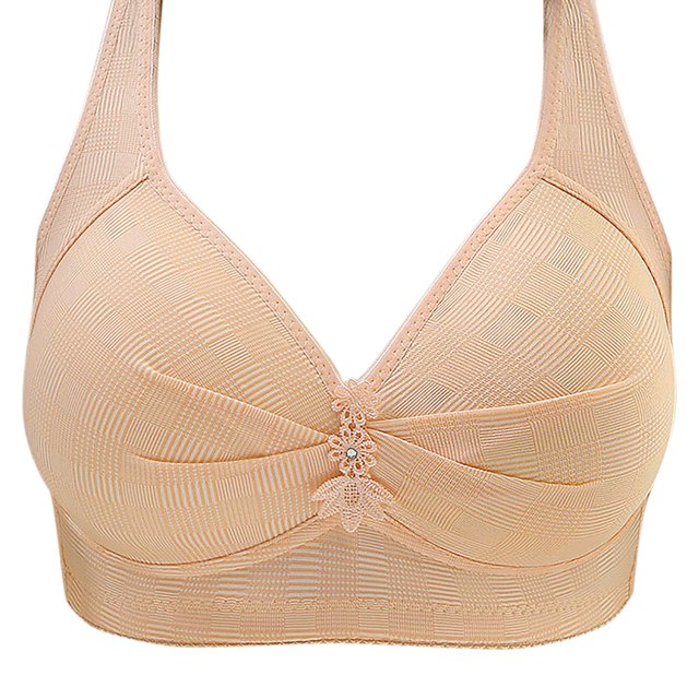 Birdeem Womens Non Steel Ring Style Printed Gathered Middle Button Breathable Underwear Daily Bra