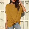 thumbnail image 4 of Birdeem Solid Color off Shoulder T-Shirt Loose Short Sleeved Top for Women, 4 of 12