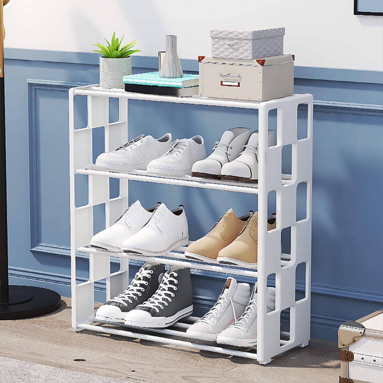 Kcavykas Clearance Sales Home Storage Organiser Shoe Rack Shoe Rack Storage Organizer with 4 Tiers Metal Shelves for Bedroom Closet Entry Dorm Room