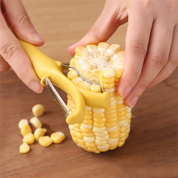 Corn Cob Peeler Strips Cutter, Stainless Steel Kitchen Kernel Tool, Easy Stripping, Ergonomic Design, for Home Cooking, Efficient Corn Thresher, Food Prep Device, Kitchen Gadget Hzhnb | Pp, Yellow