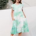 thumbnail image 3 of Girls Summer Double Layer Flutter Sleeve Dress - Flowy A-Line Gradient Midi Dress, 3 of 5