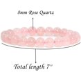 thumbnail image 2 of Natural Rose Crystal Gemstone 8mm Round Beads Stretch Bracelet 7" Unisex, 2 of 5