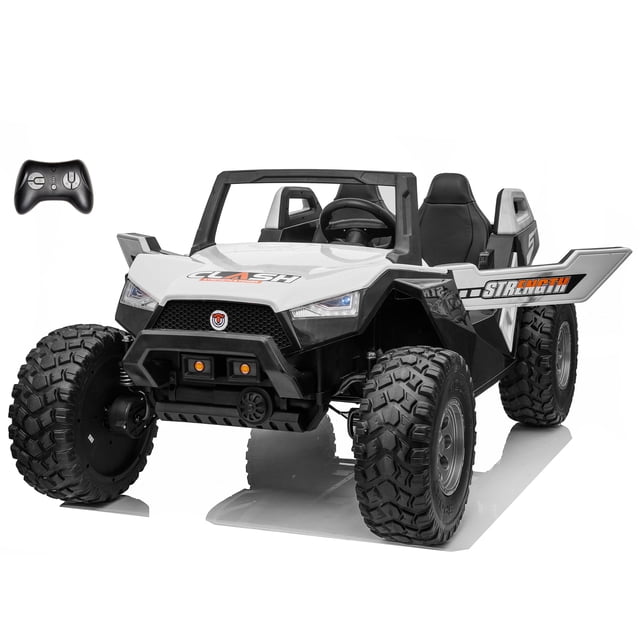 VOLTZ TOYS 2-Seater 24V Kids Ride On UTV - Realistic Off-Road Dune Buggy with EVA Tires, Spring Suspension, Remote Control & Music - White