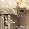 thumbnail image 3 of OMCHOM Console Table 78.4in Wood Entryway Sofa Table, Built-in USB Charging Station, Narrow Behind Couch Style with Storage Shelves for Hallway Foyer Living Room Decor(Beige), 3 of 7