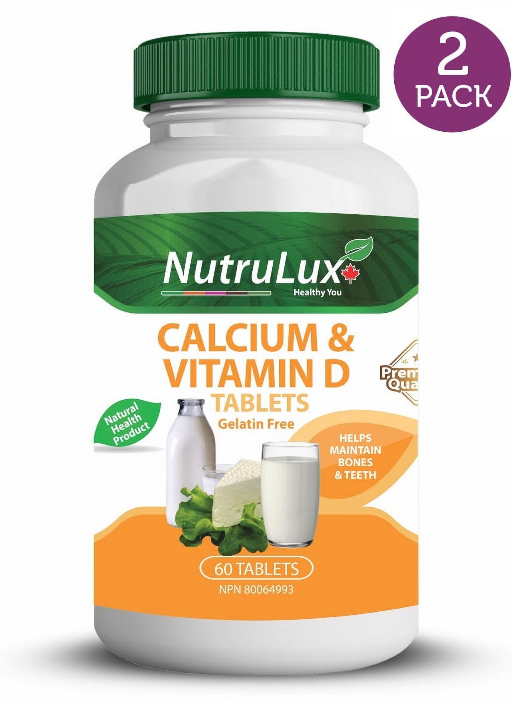 Calcium & Vitamin D ( 600 mg Calcium ) Halal Gelatin Free Tablets(Pack of 2)