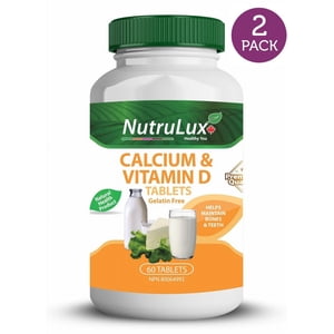 Calcium & Vitamin D ( 600 mg Calcium ) Halal Gelatin Free Tablets(Pack of 2)
