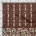 thumbnail image 1 of Soimoi Moss Georgette Fabric Leaves & Rose Panel Fabric Prints by Yard 42 Inch Wide, 1 of 5
