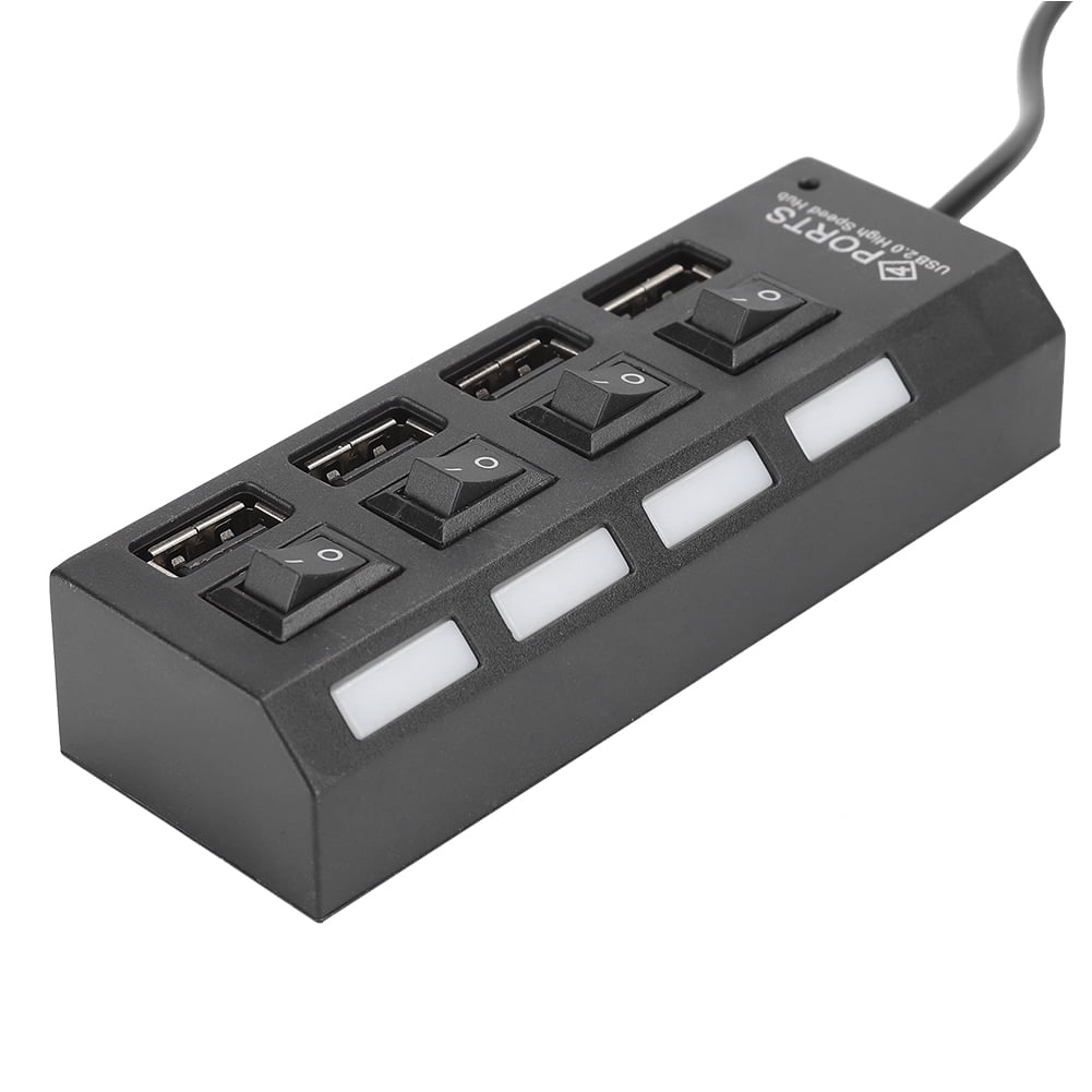 USB Adapter Independent Switch HUB, Splitter, for USB port device for PC 4 Ports Black