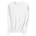 thumbnail image 1 of yoeyez Chandails Légers pour Femmes à Manches Longues Col Ras du Cou Chandail Uni Chandail Léger Doux Tricoté Hauts Bas d'Automne Blanc TG, 1 of 6