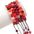 thumbnail image 2 of Natural Healing Power Gemstone Crystal Beads Unisex Adjustable Macrame Bracelets 8mm,Agate Red, 2 of 4