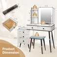 thumbnail image 4 of Costway Vanity Makeup Table Set 3-Color Dimmable Human Body Induction LED Light White, 4 of 10