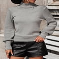 thumbnail image 4 of Ladies‘ Knitted Sweater with Long Sleeves and Turtleneck in Solid Color, 4 of 9