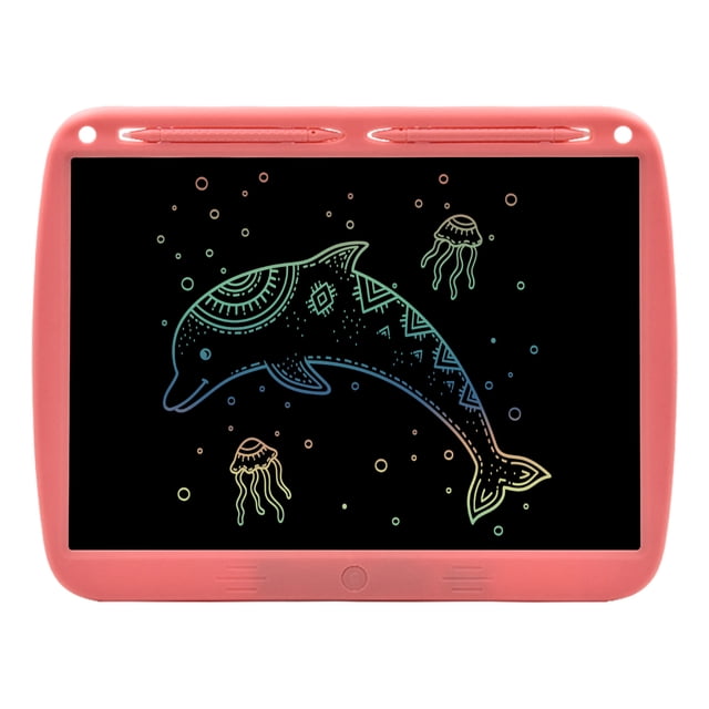 Graflsoa 15" Rechargeable Kids LCD Drawing Tablet With Dual Stylus USB Charging Pink