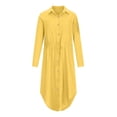 thumbnail image 4 of Cameland Women's Solid Color Single Breasted Lapel Drawstring Shirt Dress Cotton Linen Dress, 4 of 8