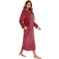thumbnail image 4 of AherBiu Robes for Women Zipper Front Lightweight Sherpa Soft Bathrobe Plush Warm Winter Robe with Hood, 4 of 6
