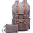 thumbnail image 1 of KAUKKO School Travel backpack for university flexible with laptop for 15",22L(Canvas Grey2pc), 1 of 5