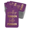 thumbnail image 1 of Inkdotpot Pack Of 100 Real Gold Foil Paper Tags Good Bye Tension Hello Pension Retirement Favor Hang Tags, 1 of 6