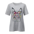 thumbnail image 4 of AMERTEER CieKen Femmes Mignon Visage Bunny Lunettes T-Shirt Imprimé Manches Courtes Col Rond Hauts T-Shirt pour Femmes, 4 of 6