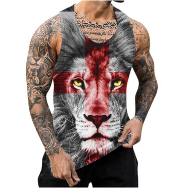 lcziwo Tank Tops for Men Animal Print Sport Tank Shirt Big and Tall Summer Sleeveless Workout T-Shirts Fitness Vest Athletic Undershirts 2024