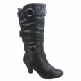 thumbnail image 1 of Maggie-39 Bottes Décontractées Mi-Mollet à Bout Rond à Talons Hauts à Fermeture Éclair pour Femmes, 1 of 3