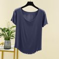 thumbnail image 1 of Blouses pour Femmes Femmes Uni Col Rond Manches en Dentelle Haut à Manches Courtes Haut/chemise à Manches Courtes à Col Rond, 1 of 1