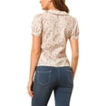 thumbnail image 3 of INSPIRE CHIC Blouse Boutonnée pour Femme à Manches Courtes Bouffantes Col Rabattu Haut en Coton à Motif Floral L Blanc, 3 of 7