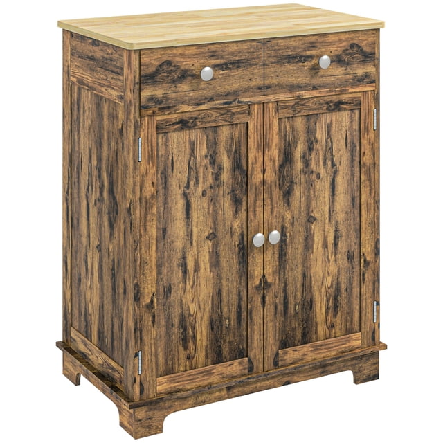 HOMCOM Kitchen Storage Cabinet, Sideboard Floor Cupboard with 2 Drawers