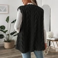 thumbnail image 4 of HAiming Womens Winter Fleece Vest Crewneck Sleeveless Open Front Cardigan Fuzzy Warm Jacket with Pocket, 4 of 8