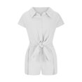 thumbnail image 4 of Birdeem 2Pc Fashion Woman Solid Short Sleeve Cardigan Blouse Tops +Loose Pockets Pants Short Sets, 4 of 12