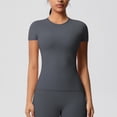 thumbnail image 2 of Yuyuzo Hauts d'Entraînement pour Femmes Manches Courtes Yoga Course T-Shirts Basiques Courts Col Rond Athlétiques Serrés, 2 of 6