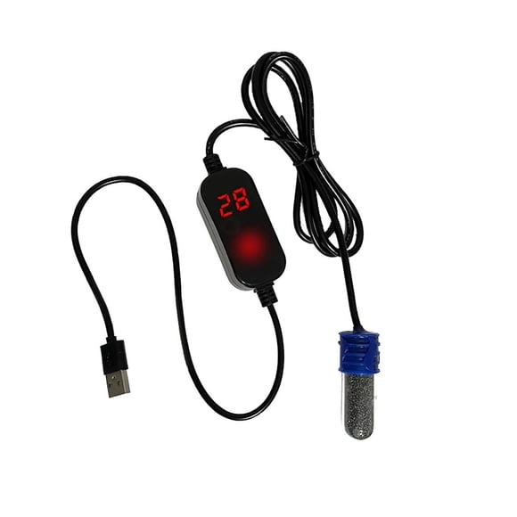 Mini USB Aquarium Heater Submersible for Reptile and Small Aquatic with Digital Display Thermostatic Rod for Indoor Tanks