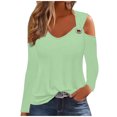thumbnail image 1 of Yuyuzo Womens Tunic Tops Cold Shoulder Long Sleeve Shirts Loose Solid Color Lightweight Tee Tops, 1 of 5