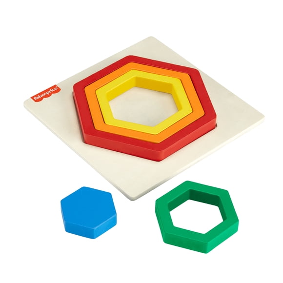 Fisher-Price Wooden Mini Rainbow Jigsaw Puzzle Hexagon for Toddlers & Kids, 5 Wood Pieces - Walmart Exclusive