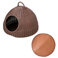 thumbnail image 4 of Imitation Rattan Cat Bed Cave Cat House Cat Tent Portable with Handle Kitten Pet Coffee with 1 Mat, 4 of 9