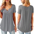 thumbnail image 4 of MesaSe Tunique à Basque Ample à Col en V pour Femmes, Hauts d'Été Amples à Manches Courtes, Blouse Décontractée Blanche XXXXXL, 4 of 6
