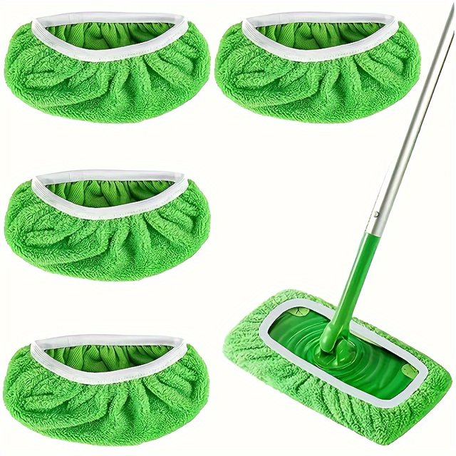 HLONK 4 Pcs Tampons de Vadrouille en Microfibre Réutilisables - Chiffons de Nettoyage de Sol à Haute Absorption Lavables Durables pour Usage Humide/sec Faciles à Nettoyer Idéal pour Maison & Sols Commerciaux Tampons de Vadrouille Réutilisables