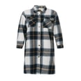 thumbnail image 1 of Women Plaid Windbreaker Coat Button-down Long Sleeve Lapel Jacket With Pockets Fall Spring Outwear, 1 of 6