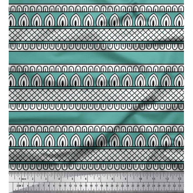 Soimoi Crepe Silk Fabric Ethnic Block Printed Craft Fabric by The Yard 42 Inch Wide