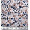 thumbnail image 1 of Soimoi Tissu Popeline de Coton Feuilles & Roses Imprimé Floral 1 Yard 42 Pouces de Large, 1 of 3