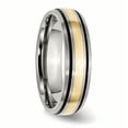thumbnail image 4 of Titanium Grooved 14k Yellow Inlay 6mm Brushed and Antiqued Band Size 10.5, 4 of 6
