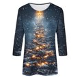 thumbnail image 4 of QIPOPIQ Chemisiers pour Femmes Manches 3/4 Hauts Décontractés pour Femmes Manches 3/4 Chandails à Col Rond Imprimé Tendance Chemisiers Floraux Confortables Liquidation, 4 of 5