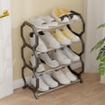 thumbnail image 4 of HCBY Étagère à Chaussures à 4 Niveaux avec Tablettes Ventilées, Cadre en Tubes d'Acier pour Entrée, Garde-Robe, Dortoir, Rangement, Hommes Femmes, Organisation des Chaussures, 4 of 6