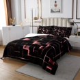 thumbnail image 2 of YST Pink Black Pastel Quilt Set, Geometric Neon Square Bedspread Set Queen Size For Bedroom, Stereoscopic Geometry Grid Coverlet Set Modern Abstract Bedding Set, 2 Pillow Cases, 2 of 3