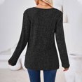 thumbnail image 4 of FAIWAD Women's Long Sleeve Round Neck Tunic Knit Tops Trendy Button Side Split Solid Color Pullover Top, 4 of 4