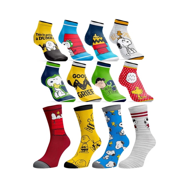 Coffret Cadeau de 12 Jours de Chaussettes à Thème Peanuts Snoopy Joe Cool.