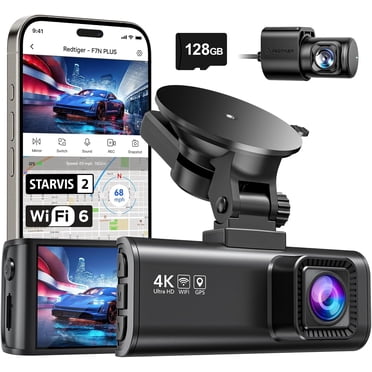 REDTIGER F7NP Caméra de Tableau de Bord avant et Arrière, Caméra de Voiture 4K Full HD avec STARVIS 2, Écran IPS 3,18”, Carte 128 Go Gratuite, Wi-Fi 5,8 GHz, GPS, Vision Nocturne, Enregistrement en Boucle, Mode Stationnement