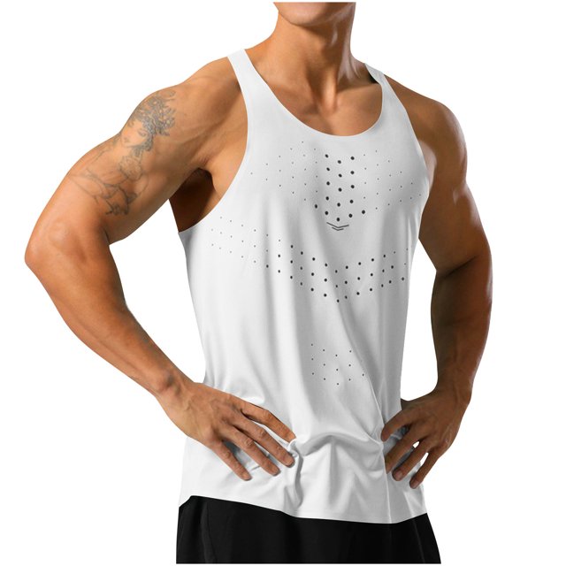 Timegard Mens Shirts Round Neck Sleeveless Breathable Workout Running Tee Shirts Casual Slim Tank Top